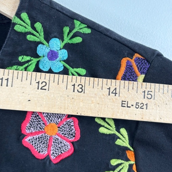 VTG Michael Simon Embroidered Cardigan L Lightweight Floral Boho Artsy Lagenlook - Picture 8 of 10